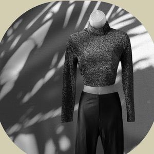 Black Pleather Leggings and shimmer crop top